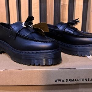 Dr. Martens Adrian Quad Mono Black Leather Tassel Slip-Ons  EU45 US11M US12L